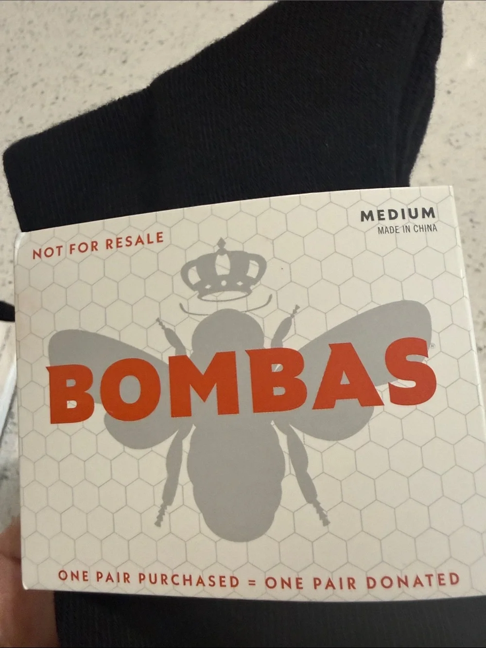 Bombas Black Crew Athletic Socks with Blue and Orange Stripes B2